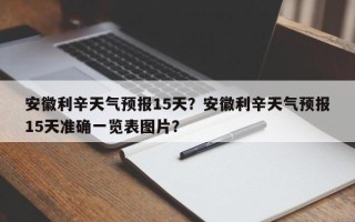 安徽利辛天气预报15天？安徽利辛天气预报15天准确一览表图片？