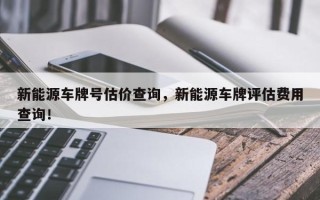 新能源车牌号估价查询，新能源车牌评估费用查询！