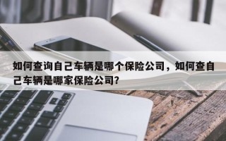 如何查询自己车辆是哪个保险公司，如何查自己车辆是哪家保险公司？