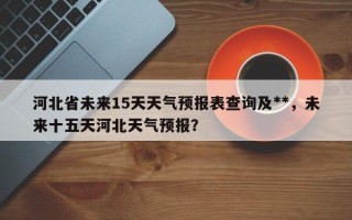 河北省未来15天天气预报表查询及**，未来十五天河北天气预报？