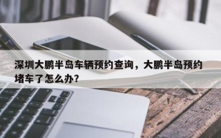 深圳大鹏半岛车辆预约查询，大鹏半岛预约 堵车了怎么办？