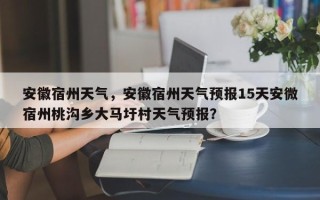 安徽宿州天气，安徽宿州天气预报15天安微宿州桃沟乡大马圩村天气预报？