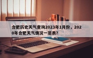 合肥历史天气查询2023年1月份，2020年合肥天气情况一览表？