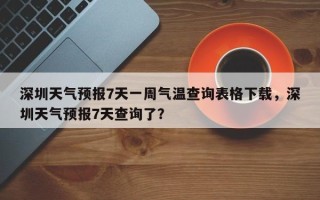 深圳天气预报7天一周气温查询表格下载，深圳天气预报7天查询了？