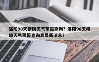 洛阳90天精确天气预报查询？洛阳90天精确天气预报查询表最新消息？